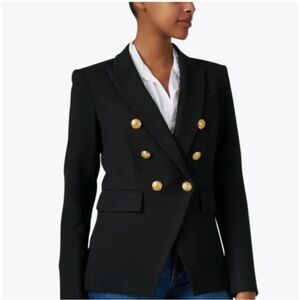 $795 Veronica Beard Midnight blue Miller Dickey jacket dark gold Buttons sz 0